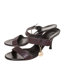 مملوكة مسبقًا Gucci Brown GG Leather Open Toe Sandals Size 37