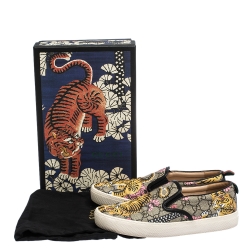 Gucci Multicolor GG Supreme Canvas Tiger Print Slip On Sneakers Size 39