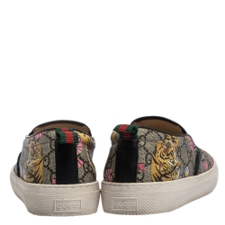 Gucci Multicolor GG Supreme Canvas Tiger Print Slip On Sneakers Size 39