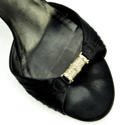 Pre Owned Gucci Black Satin Embellished Ankle Strap Sandals Size 40