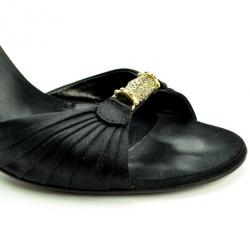 Pre Owned Gucci Black Satin Embellished Ankle Strap Sandals Size 40