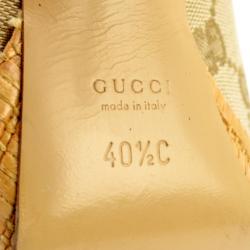 مملوكة مسبقًا Gucci Guccissima Canvas Horsebit Peep Toe Platform Pumps Size 40.5 