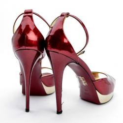 Pre Owned Gucci Red Metallic Platform Sandals Size 41 