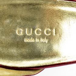 Pre Owned Gucci Red Metallic Platform Sandals Size 41 