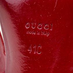 Pre Owned Gucci Red Metallic Platform Sandals Size 41 