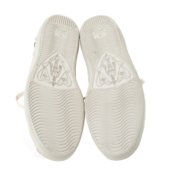 Pre Owned حذاء رياضي غوتشي منخفض من أعلى ايس جلد مطرز زهور كريمي مقاس 37.5 