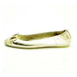 Pre Owned Gucci Metallic Horsebit Ballet Flats Size 39