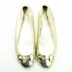 Pre Owned Gucci Metallic Horsebit Ballet Flats Size 39
