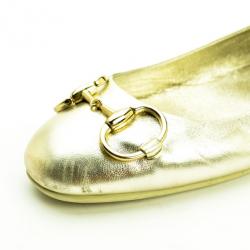 Pre Owned Gucci Metallic Horsebit Ballet Flats Size 39