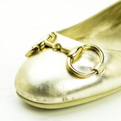 Pre Owned Gucci Metallic Horsebit Ballet Flats Size 39