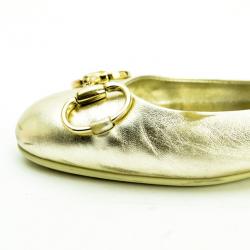 Pre Owned Gucci Metallic Horsebit Ballet Flats Size 39