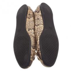 Pre Owned Gucci Beige Python Horsebit Ballet Flats Size 37.5