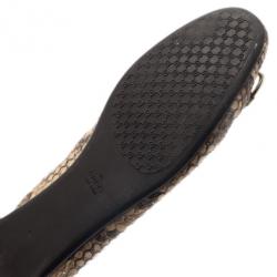 Pre Owned Gucci Beige Python Horsebit Ballet Flats Size 37.5