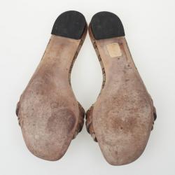 مملوكة مسبقًا Gucci Guccissima Bamboo Horsebit Kitty Flat Slides Size 36.5