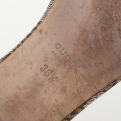 مملوكة مسبقًا Gucci Guccissima Bamboo Horsebit Kitty Flat Slides Size 36.5