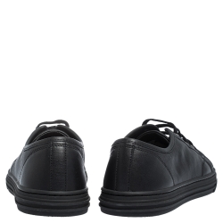 Gucci Black Leather Low Top Lace Up Sneakers Size 38
