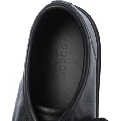Gucci Black Leather Low Top Lace Up Sneakers Size 38