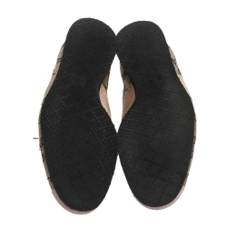 Pre Owned Gucci Beige GG Monogram Canvas and Pink Suede Web Lace Up Sneakers Size 40