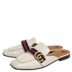 مملوكة مسبقًا حذاء غوتشي مرصع لؤلؤ تفاصيل ويب GG جلد ثعبان أسود مقاس 37.5