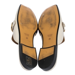 مملوكة مسبقًا حذاء غوتشي مرصع لؤلؤ تفاصيل ويب GG جلد ثعبان أسود مقاس 37.5