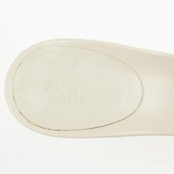 Pre Owned Gucci Beige Bamboo Bow Slides Size 40