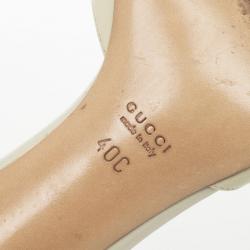 Pre Owned Gucci Beige Bamboo Bow Slides Size 40