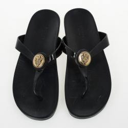 مملوكة مسبقًا Gucci Black Patent Hysteria Thong Sandals Size 40