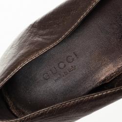Pre Owned Gucci GG Logo Metallic Royal Ballet Flats Size 39