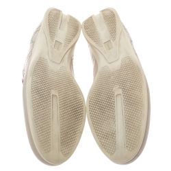 Pre Owned Gucci Ivory Leather Guccissima Low Top Sneakers Size 40 