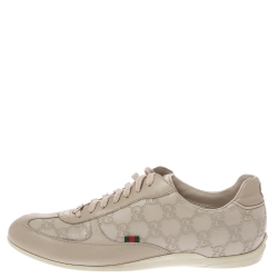 Pre Owned Gucci Ivory Leather Guccissima Low Top Sneakers Size 40 