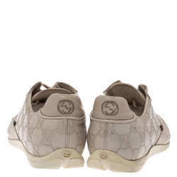 Pre Owned Gucci Ivory Leather Guccissima Low Top Sneakers Size 40 