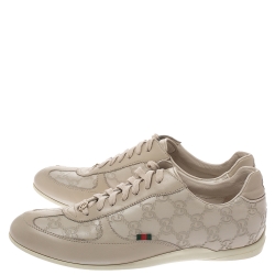 Pre Owned Gucci Ivory Leather Guccissima Low Top Sneakers Size 40 