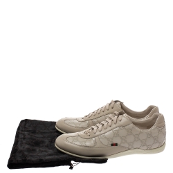 Pre Owned Gucci Ivory Leather Guccissima Low Top Sneakers Size 40 