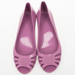 Pre Owned Gucci Pink Interlocking ‘G’ Mid Heel Wedge Sandals Size 40