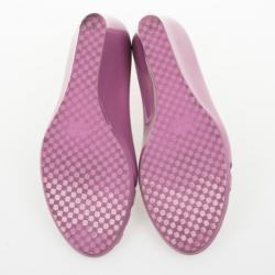 Pre Owned Gucci Pink Interlocking ‘G’ Mid Heel Wedge Sandals Size 40