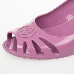 Pre Owned Gucci Pink Interlocking ‘G’ Mid Heel Wedge Sandals Size 40