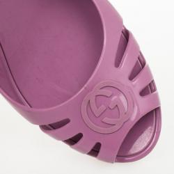 Pre Owned Gucci Pink Interlocking ‘G’ Mid Heel Wedge Sandals Size 40