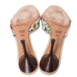 Pre Owned Gucci Multicolor Floral Canvas Bamboo Horsebit Slides Size 40