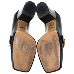 Pre Owned Gucci Black Leather Peyton Loafer Pumps Size 39