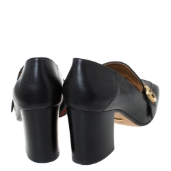 Pre Owned Gucci Black Leather Peyton Loafer Pumps Size 39