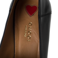 Pre Owned Gucci Black Leather Peyton Loafer Pumps Size 39