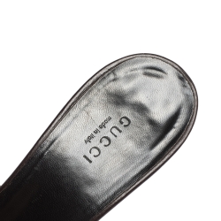 Pre Owned صندل سلايد غوتشي هورسبيت كانفاس بيج و أبنوسي مقاس 40