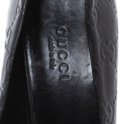 Pre Owned Gucci Black Guccissima Leather Peep Toe Platform Pumps Size 35