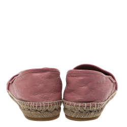 Pre Owned Gucci Pink Guccissima Leather Espadrille Flats Size 38.5