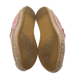 Pre Owned Gucci Pink Guccissima Leather Espadrille Flats Size 38.5