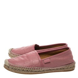 Pre Owned Gucci Pink Guccissima Leather Espadrille Flats Size 38.5