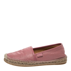 Pre Owned Gucci Pink Guccissima Leather Espadrille Flats Size 38.5