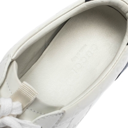 Pre Owned Gucci White Guccissima Leather Web Detail Low Top Sneakers Size 37.5