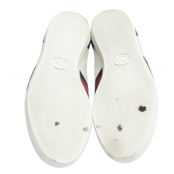 Pre Owned Gucci White Guccissima Leather Web Detail Low Top Sneakers Size 37.5
