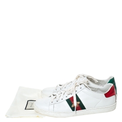 Gucci White Leather Ace Embroidered Bee Low Top Sneakers Size 38.5